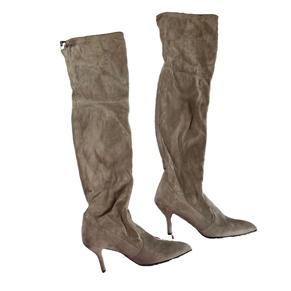 Stuart Weitzman Taupe Suede Tiemodel Over-The-Knee Boot